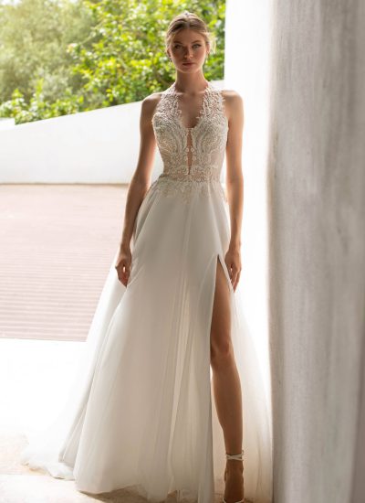 Brautkleid mit Beinschlitz Bohobrautkleid Bohemian Bride Brautkleid mit Beinschlitz A-Linie